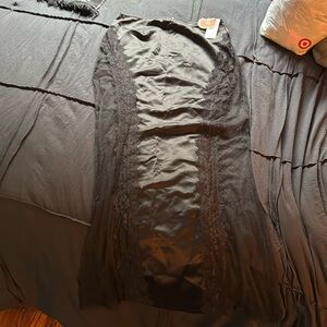 Gorgeous, long black skirt w lace slips up both sides